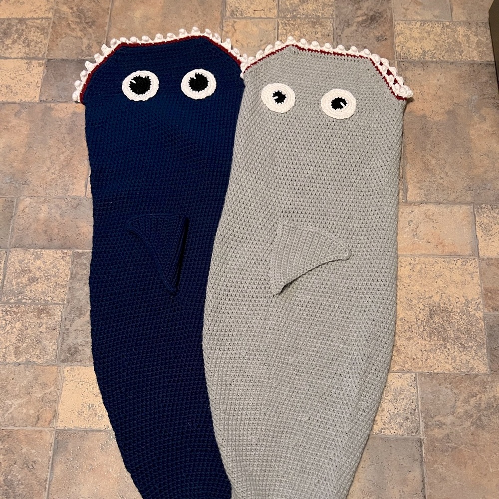 Crochet shark blanket bag